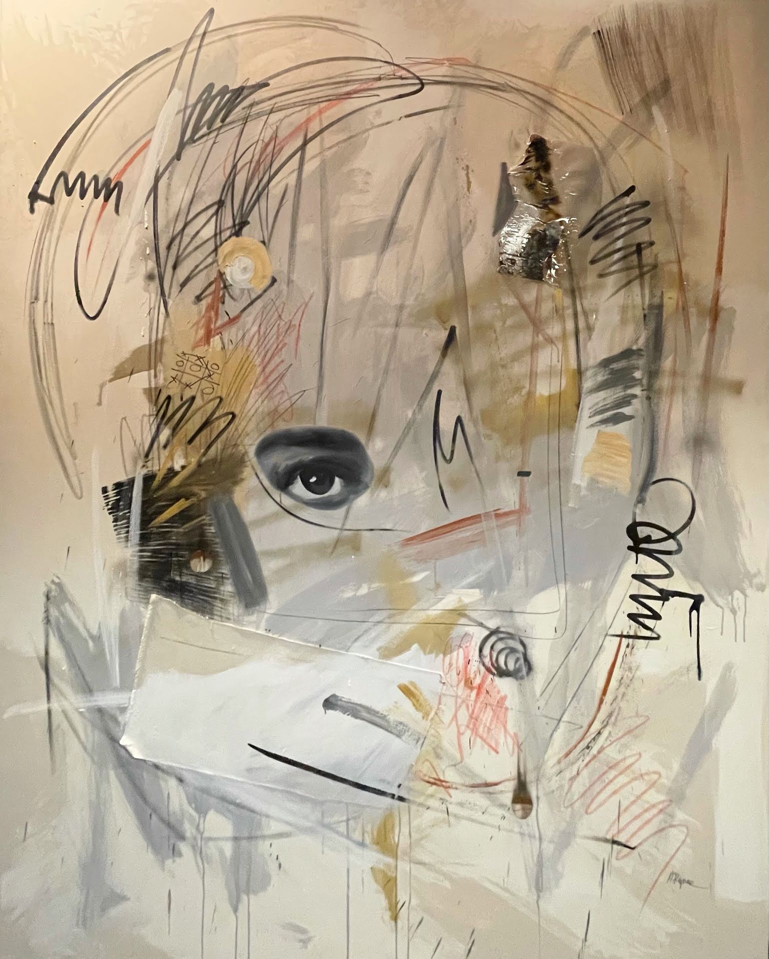 title: cluttered mind
 size: 200x160cm
 medium: mixed media
 year: 2021
 price: 4200 PLN